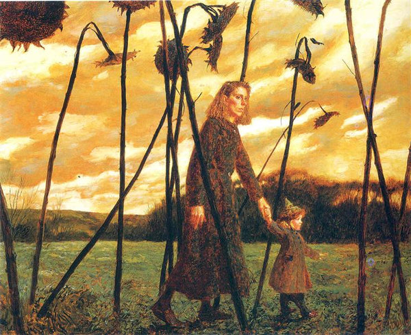 Giuliana and the Sunflowers, 1987 - Jamie Wyeth - A Movement Towards Contemporary Art 